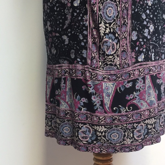 Lucky Brand Navy Purple Mini Dress Paisley Boho Tunic Stretch Pockets - Picture 3 of 7